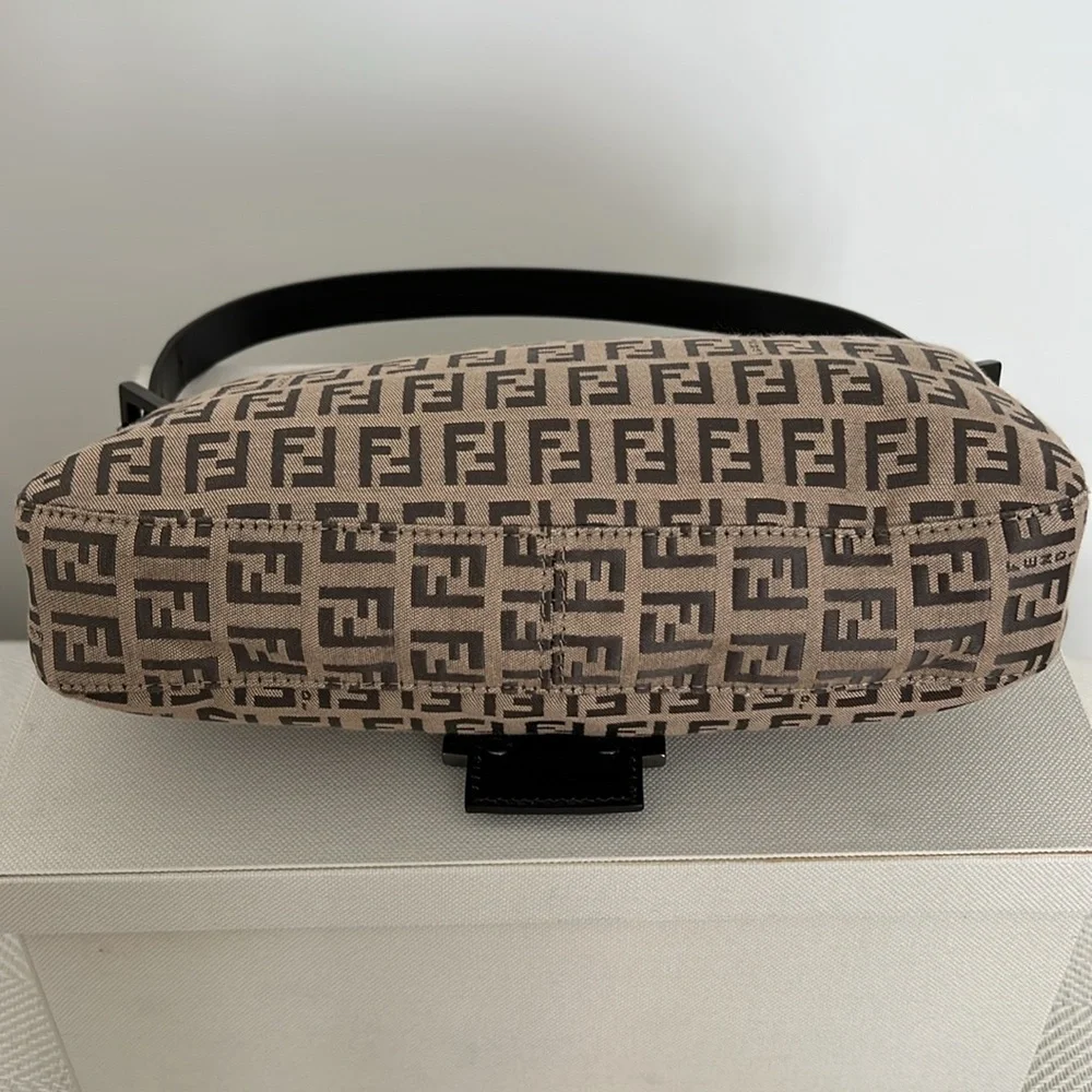 Fendi Brown & Black FF Logo Baguette Shoulder Bag - Picture 7 of 16